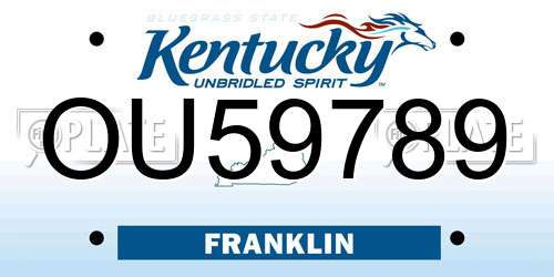 OU59789 Kentucky License Plate