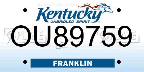 OU89759 Kentucky License Plate