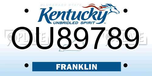 OU89789 Kentucky License Plate