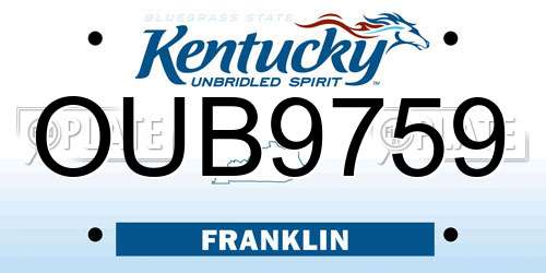 OUB9759 Kentucky License Plate