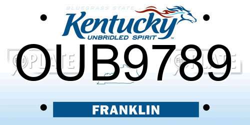 OUB9789 Kentucky License Plate