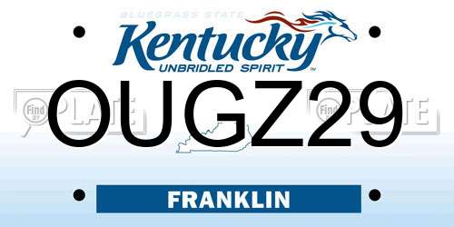OUGZ29 Kentucky License Plate