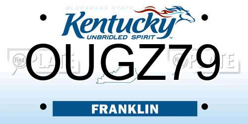 OUGZ79 Kentucky License Plate