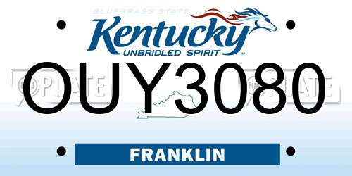 OUY3080 Kentucky License Plate
