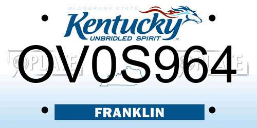 OV0S964 Kentucky License Plate