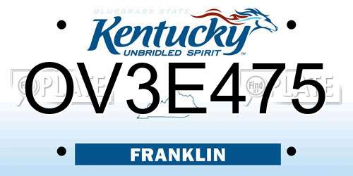 OV3E475 Kentucky License Plate