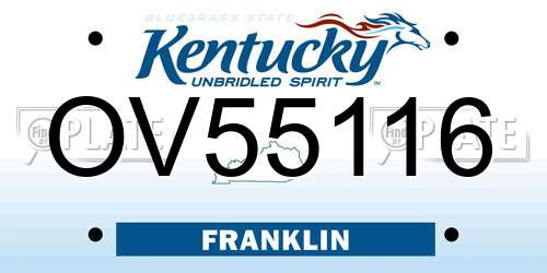 OV55116 Kentucky License Plate