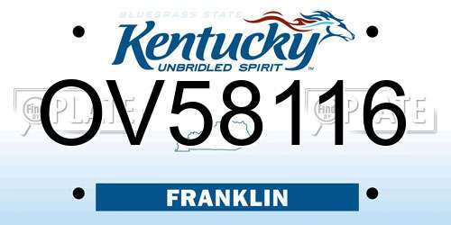 OV58116 Kentucky License Plate