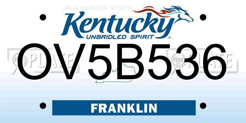 OV5B536 Kentucky License Plate