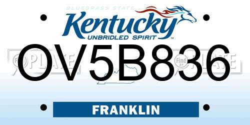 OV5B836 Kentucky License Plate