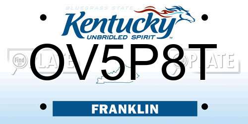 OV5P8T Kentucky License Plate