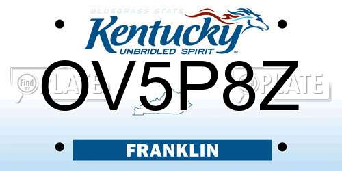 OV5P8Z Kentucky License Plate