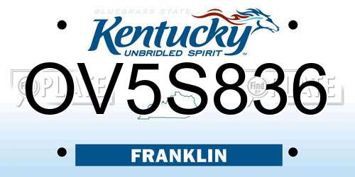 OV5S836 Kentucky License Plate