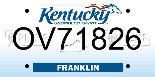 OV71826 Kentucky License Plate