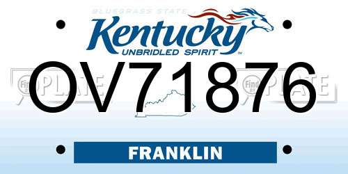 OV71876 Kentucky License Plate