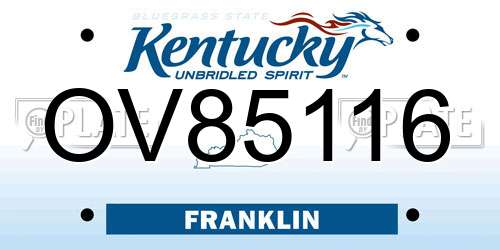 OV85116 Kentucky License Plate
