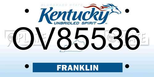 OV85536 Kentucky License Plate