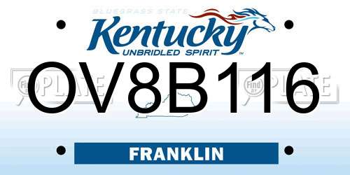 OV8B116 Kentucky License Plate