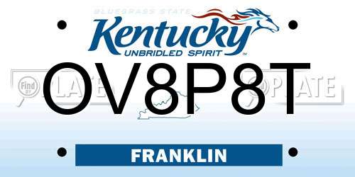 OV8P8T Kentucky License Plate