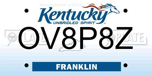 OV8P8Z Kentucky License Plate