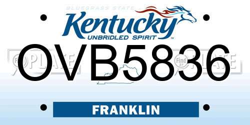 OVB5836 Kentucky License Plate