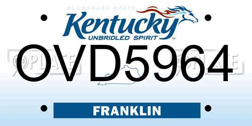 OVD5964 Kentucky License Plate