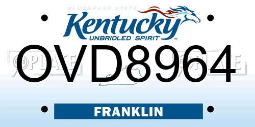 OVD8964 Kentucky License Plate