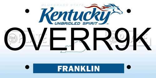 OVERR9K Kentucky License Plate