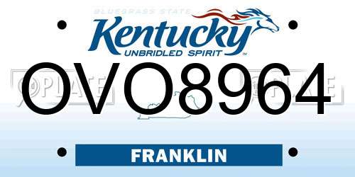 OVO8964 Kentucky License Plate