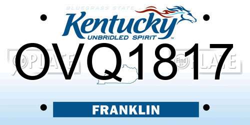 OVQ1817 Kentucky License Plate
