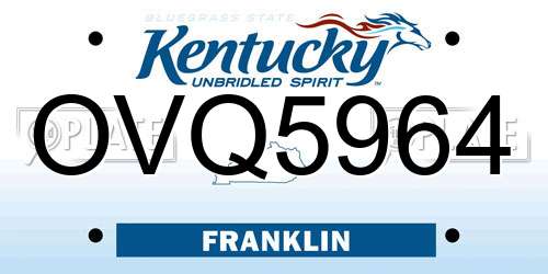 OVQ5964 Kentucky License Plate
