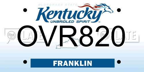 OVR820 Kentucky License Plate