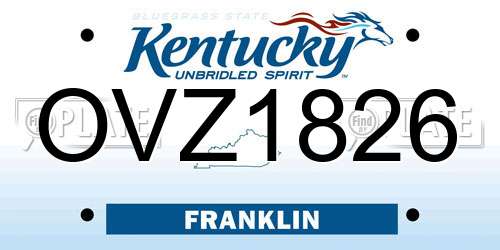 OVZ1826 Kentucky License Plate