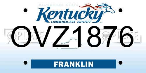 OVZ1876 Kentucky License Plate