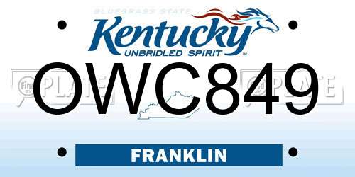 OWC849 Kentucky License Plate