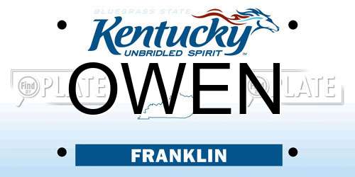 OWEN Kentucky License Plate