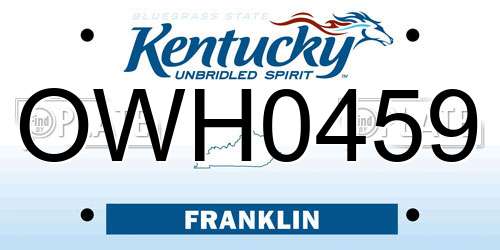 OWH0459 Kentucky License Plate