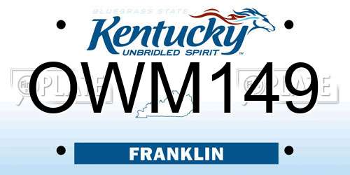 OWM149 Kentucky License Plate