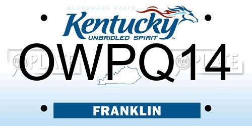 OWPQ14 Kentucky License Plate