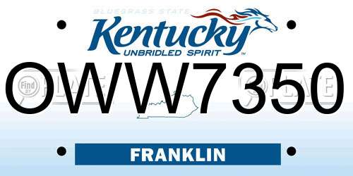 OWW7350 Kentucky License Plate