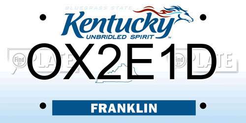 OX2E1D Kentucky License Plate