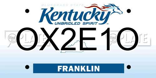 OX2E1O Kentucky License Plate