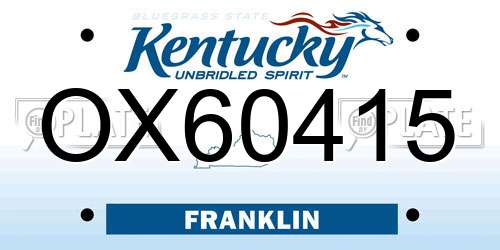 OX60415 Kentucky License Plate