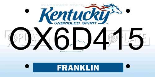 OX6D415 Kentucky License Plate