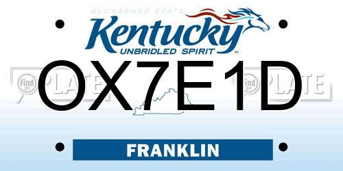 OX7E1D Kentucky License Plate