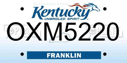 OXM5220 Kentucky License Plate