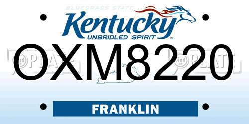 OXM8220 Kentucky License Plate