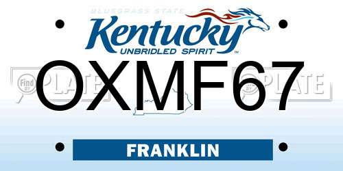 OXMF67 Kentucky License Plate
