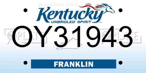 OY31943 Kentucky License Plate