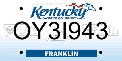 OY3I943 Kentucky License Plate